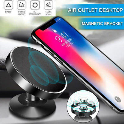360-Degree Car Phone Holder Dashboard Mount Stand Cradle for Flat Surface - Black