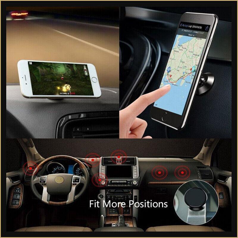 360-Degree Car Phone Holder Dashboard Mount Stand Cradle for Flat Surface - Black
