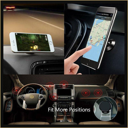 360-Degree Car Phone Holder Dashboard Mount Stand Cradle for Flat Surface - Black