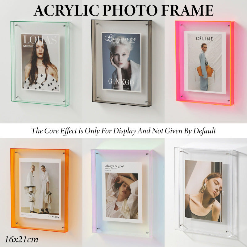 Acrylic Photo Frame Double-Sided Clear Display with Screw Mount – 16x21cm - Red