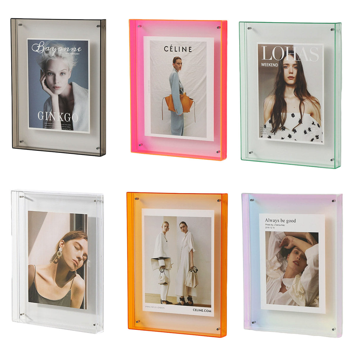 Acrylic Photo Frame Double-Sided Clear Display with Screw Mount – 16x21cm - Transparent
