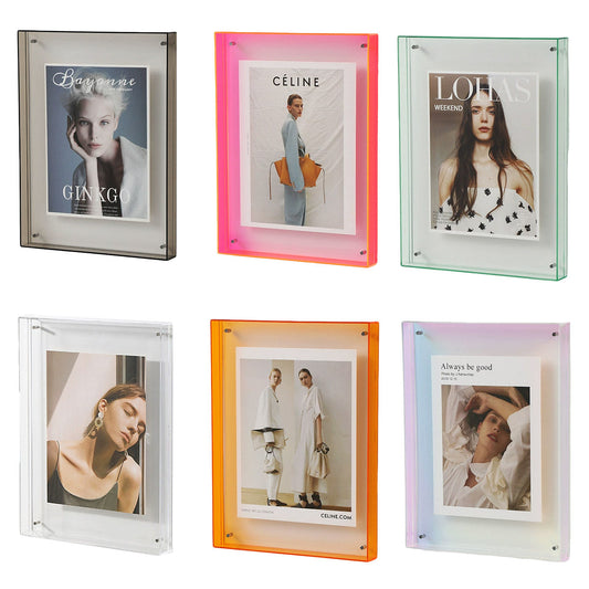 Acrylic Photo Frame Double-Sided Clear Display with Screw Mount – 16x21cm - Transparent