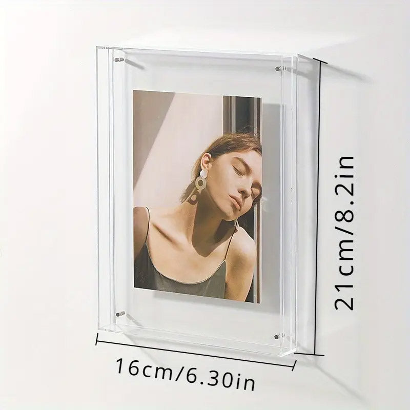 Acrylic Photo Frame Double-Sided Clear Display with Screw Mount – 16x21cm - Transparent
