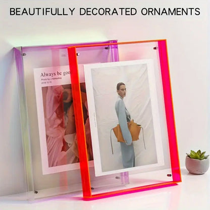 Acrylic Photo Frame Double-Sided Clear Display with Screw Mount – 16x21cm - Transparent