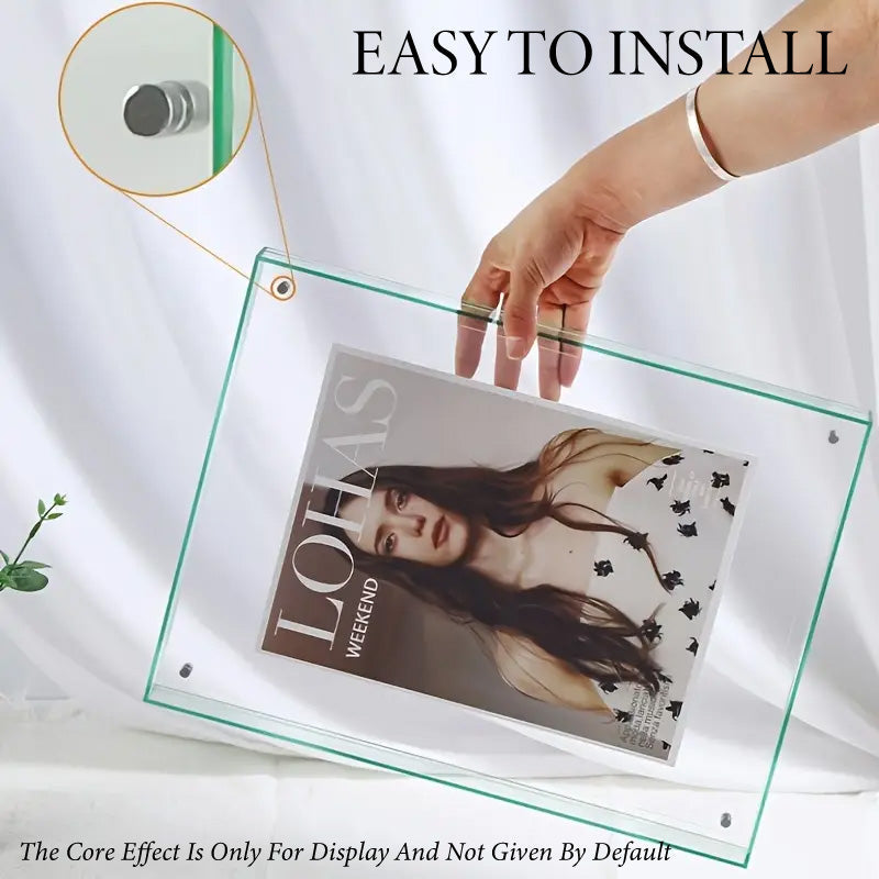 Acrylic Photo Frame Double-Sided Clear Display with Screw Mount – 16x21cm - Transparent
