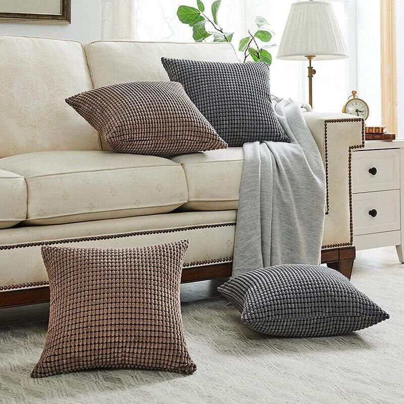 45X45 Plain Solid Colour Cushion Cover Decorative Pillow Case Home Multicoloured - Red