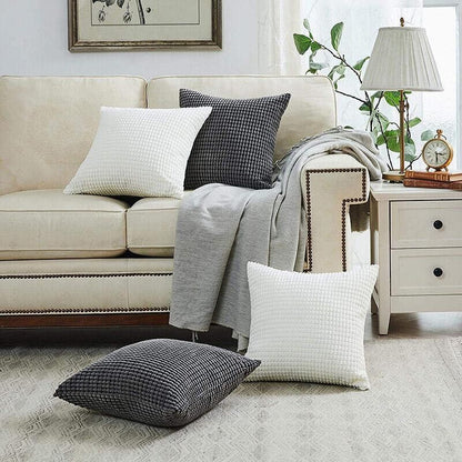 45X45 Plain Solid Colour Cushion Cover Decorative Pillow Case Home Multicoloured - White