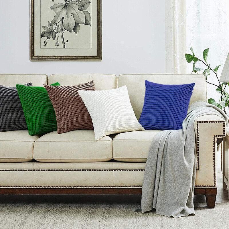 45X45 Plain Solid Colour Cushion Cover Decorative Pillow Case Home Multicoloured - White