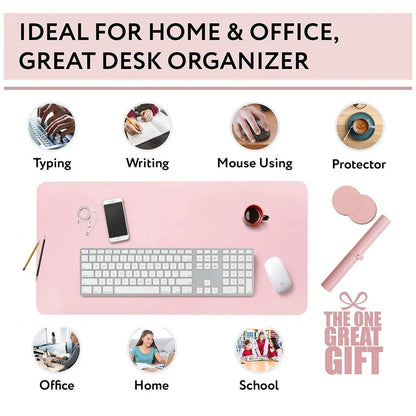 Leather Mouse Pad Gaming Waterproof Desk Mat 25 x 21cm Anti Slip - Pink