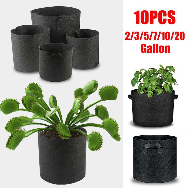 10 Pack Breathable Fabric Plant Grow Pots 2 to 20 Gallon Sizes - 20 Gallon-10PCS - Mekamart Australia