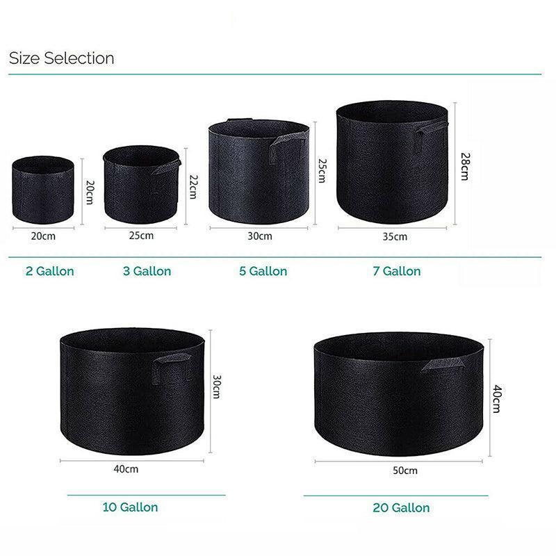 10 Pack Breathable Fabric Plant Grow Pots 2 to 20 Gallon Sizes - 20 Gallon-10PCS - Mekamart Australia