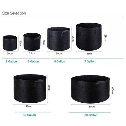 10 Pack Breathable Fabric Plant Grow Pots 2 to 20 Gallon Sizes - 20 Gallon-10PCS - Mekamart Australia