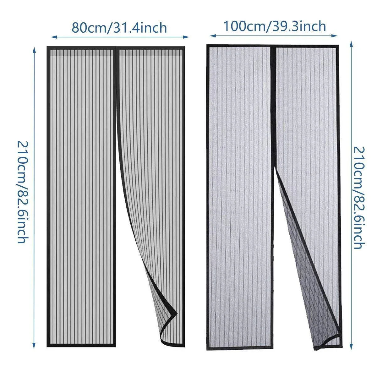 Striped Screen Door Curtain Mesh with Auto Close for Insect Protection and Ventilation - 80*210cm - Mekamart Australia