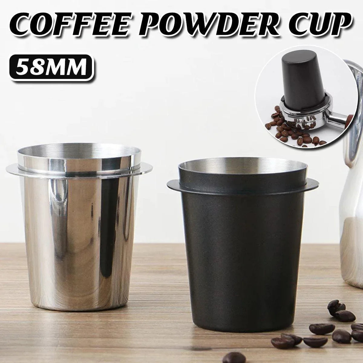 58mm Stainless Steel Coffee Catchers Coffee Maker Handle Accessories Durable Use - Black - Mekamart Australia