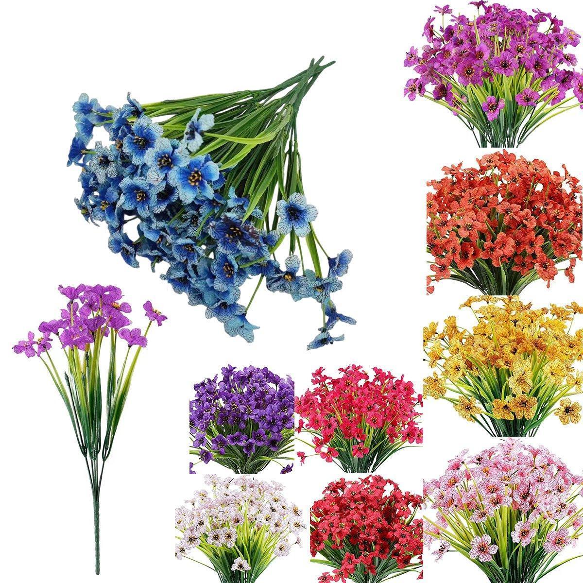 12pcs Artificial Flowers Set for Home Decor Wedding Party Fake Floral Decor - Orange - Mekamart Australia