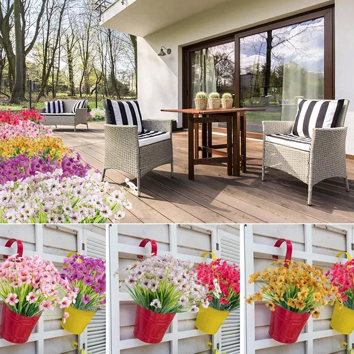 12pcs Artificial Flowers Set for Home Decor Wedding Party Fake Floral Decor - Orange - Mekamart Australia