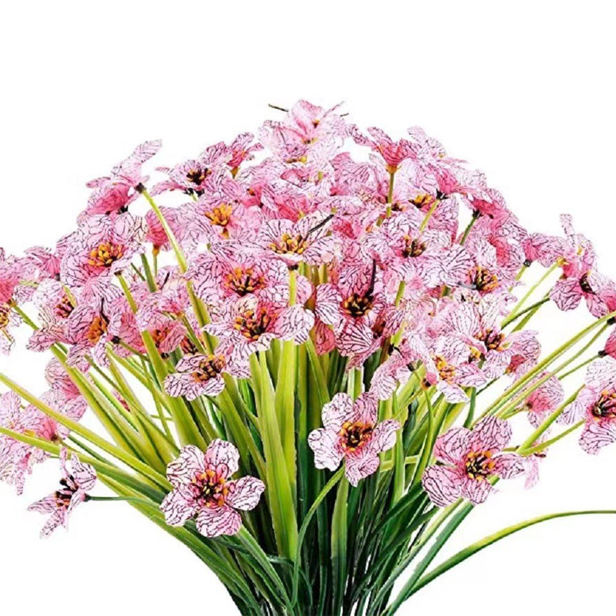 12pcs Artificial Flowers Set for Home Decor Wedding Party Fake Floral Decor - Orange - Mekamart Australia