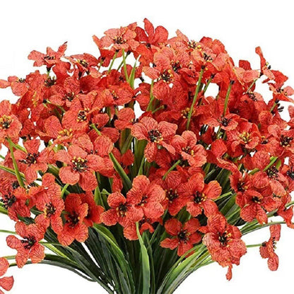 12pcs Artificial Flowers Set for Home Decor Wedding Party Fake Floral Decor - Orange - Mekamart Australia