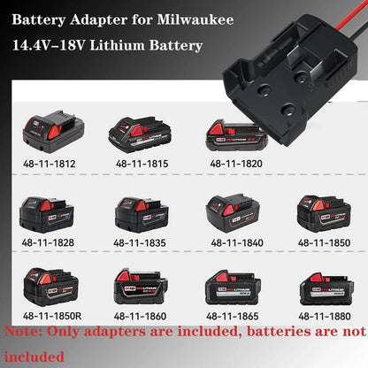 Diy For Milwaukee M18 Xc 18V Diy Project Battery Adapter/Base Power 2 Wirings - Black