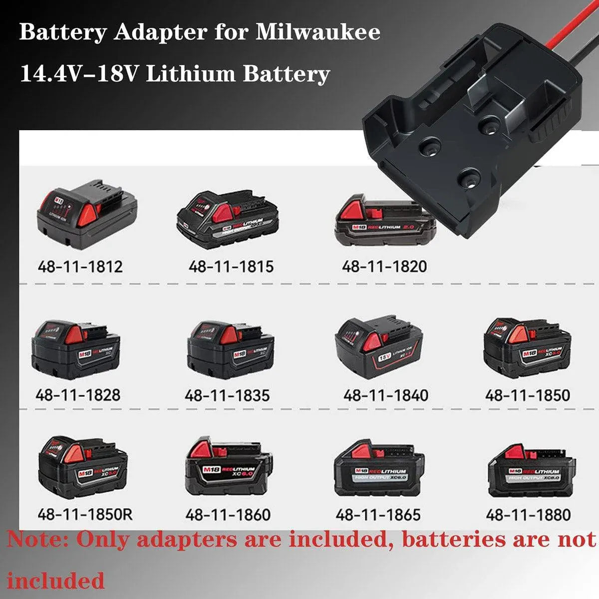 Diy For Milwaukee M18 Xc 18V Diy Project Battery Adapter/Base Power 2 Wirings - Red