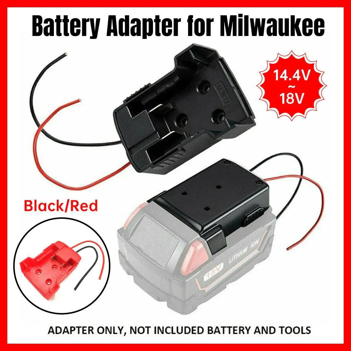 Diy For Milwaukee M18 Xc 18V Diy Project Battery Adapter/Base Power 2 Wirings - Red