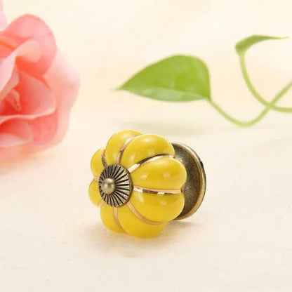 Pumpkin Ceramic Vintage Door Knobs Cabinet Drawer Cupboard Kitchen Pull Handle