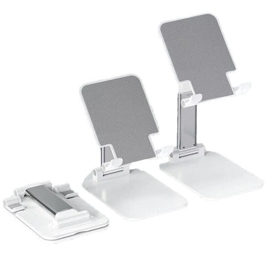 Foldable Adjustable Universal Desk Stand Holder For Mobile Phone Tablet Portable - White