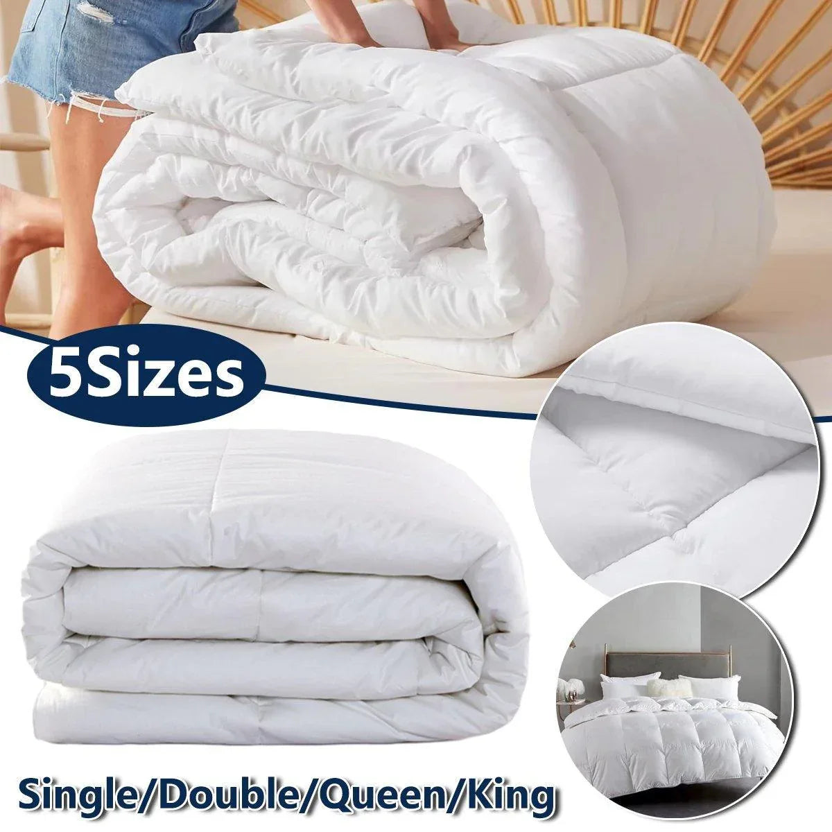 Luxury Hotel Quilt Core – Soft Microfiber Down Alternative Comforter for All Seasons - 210x210cm-Cotton - Mekamart Australia