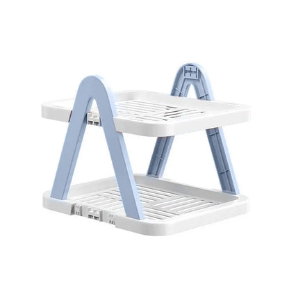 2/3 Tier Removable Shoe Rack Folding Storage Shelf Simple Space Saving Organizer - 2Tier-Blue - Mekamart Australia