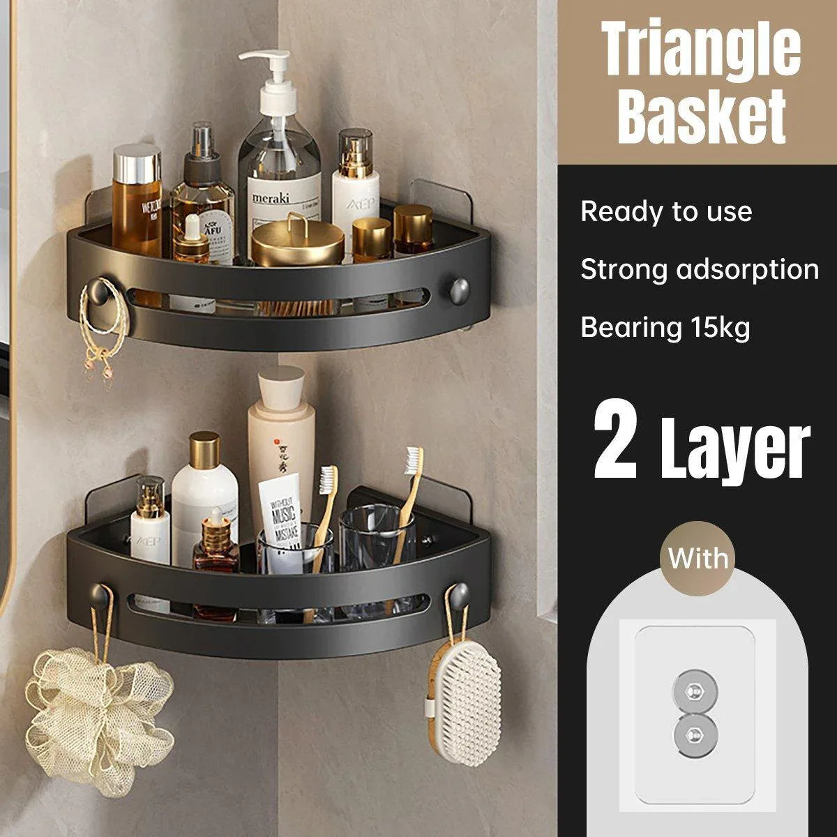 Bathroom Corner Shower Shelf Shampoo Soap Holder Rack Storage Organiser Caddy - Mekamart Australia
