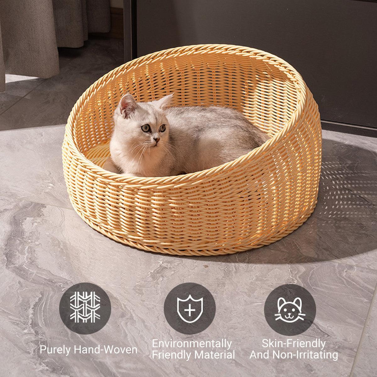 Rattan Cat Nest Four Seasons Open Cat House Summer Bed for Cats Pet Supplies - Green - Mekamart Australia