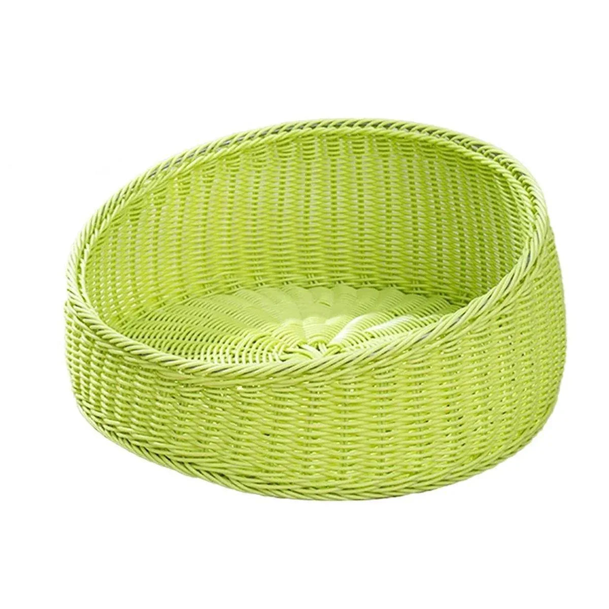 Rattan Cat Nest Four Seasons Open Cat House Summer Bed for Cats Pet Supplies - Green - Mekamart Australia