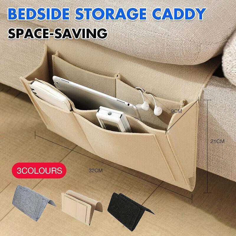 Bedside Storage Caddy Hanging Organizer Pocket Bag for Phone Remote Book - Grey - Mekamart Australia