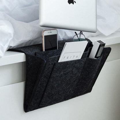 Bedside Storage Caddy Hanging Organizer Pocket Bag for Phone Remote Book - Grey - Mekamart Australia