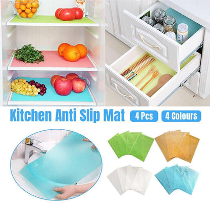 4PCS Cuttable Kitchen Anti-slip Mat Anti-fouling Refrigerator Drawer Liner Mat - Orange - Mekamart Australia