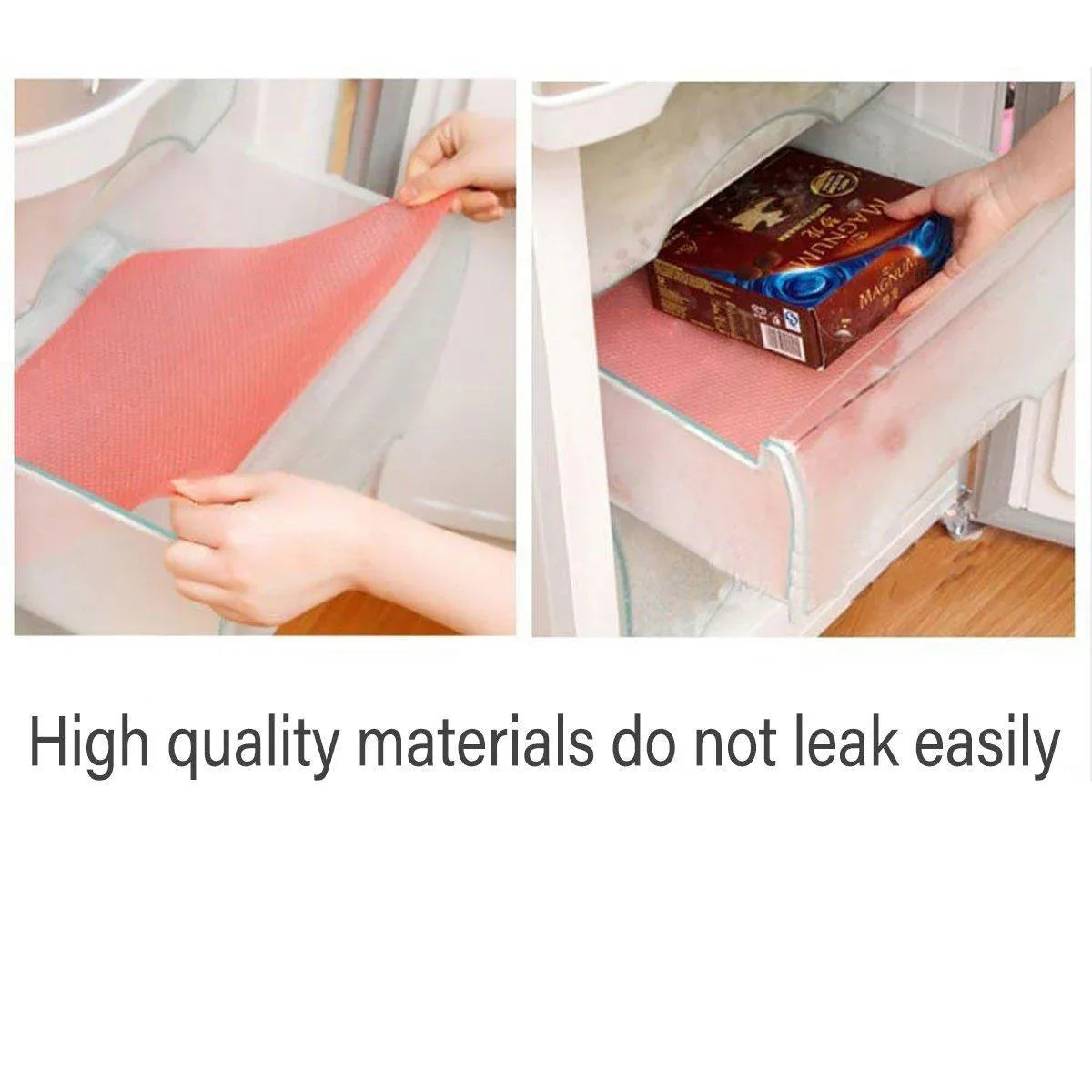 4PCS Cuttable Kitchen Anti-slip Mat Anti-fouling Refrigerator Drawer Liner Mat - Orange - Mekamart Australia