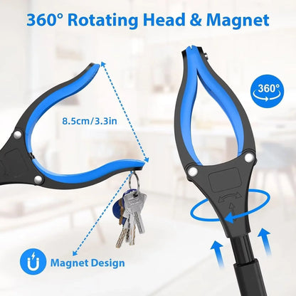 Folding Rubbish Picker Clip Hygiene Trash Grabber Long Handle Waste Cleaner Tool - Blue - Mekamart Australia
