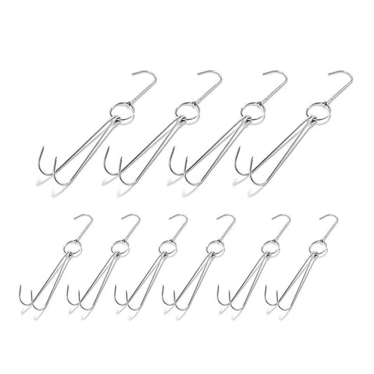 10PCS Stainless Steel Roast Duck Hooks Duty Double Hooks for Chicken Meat Goose - Mekamart Australia