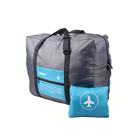 Nylon Waterproof Collapsible Travel Bag Large Suitcase Clothing Organizer - Blue