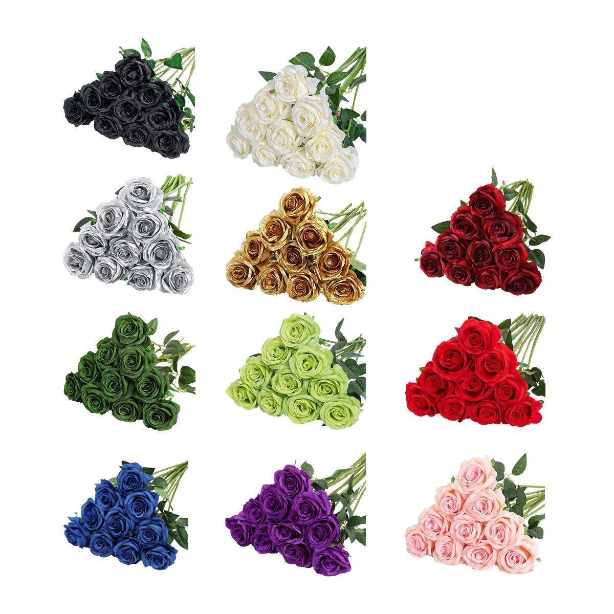10pcs Artificial Silk Simulation Rose Flowers - Wedding Party Home Decorations - Light-Pink - Mekamart Australia