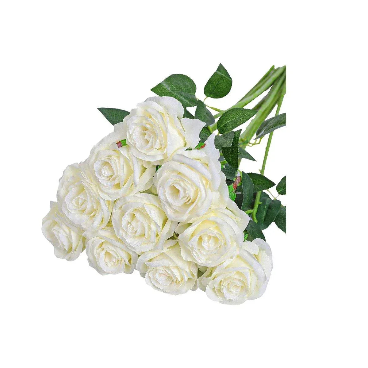 10pcs Artificial Silk Simulation Rose Flowers - Wedding Party Home Decorations - Light-Pink - Mekamart Australia