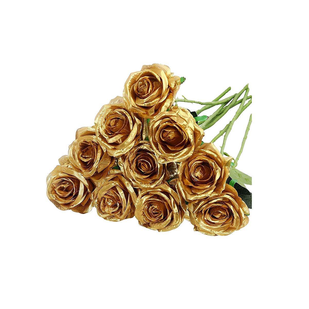 10pcs Artificial Silk Simulation Rose Flowers - Wedding Party Home Decorations - Light-Pink - Mekamart Australia