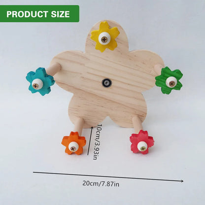 Rotating Wooden Bird Toy Parrot Ferris Wheel Cage Play Stand Turntable Spinner