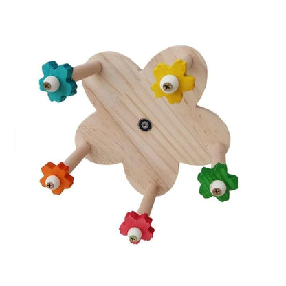 Rotating Wooden Bird Toy Parrot Ferris Wheel Cage Play Stand Turntable Spinner