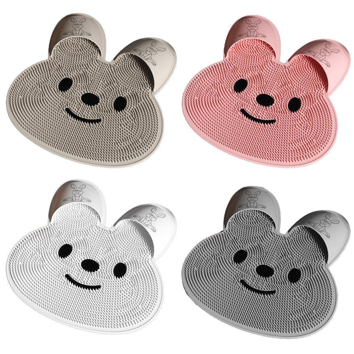 Silicone Foot Scrubber Rabbit Tub Mat Suction Cup Exfoliating Brush Cleaning Mat - Khaki - Mekamart Australia