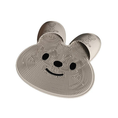Silicone Foot Scrubber Rabbit Tub Mat Suction Cup Exfoliating Brush Cleaning Mat - Khaki - Mekamart Australia