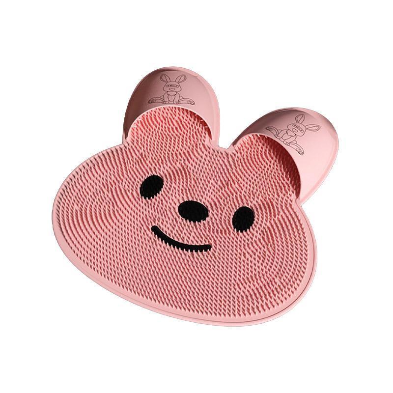 Silicone Foot Scrubber Rabbit Tub Mat Suction Cup Exfoliating Brush Cleaning Mat - Pink - Mekamart Australia