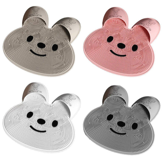 Silicone Foot Scrubber Rabbit Tub Mat Suction Cup Exfoliating Brush Cleaning Mat - White - Mekamart Australia