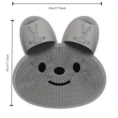 Silicone Foot Scrubber Rabbit Tub Mat Suction Cup Exfoliating Brush Cleaning Mat - White - Mekamart Australia