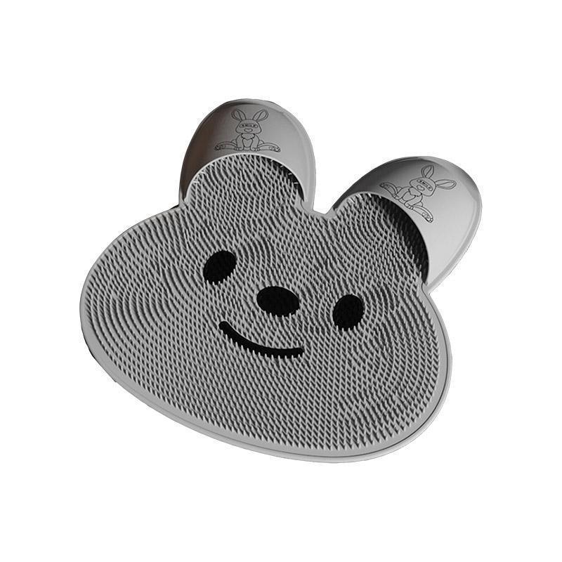 Silicone Foot Scrubber Rabbit Tub Mat Suction Cup Exfoliating Brush Cleaning Mat - White - Mekamart Australia